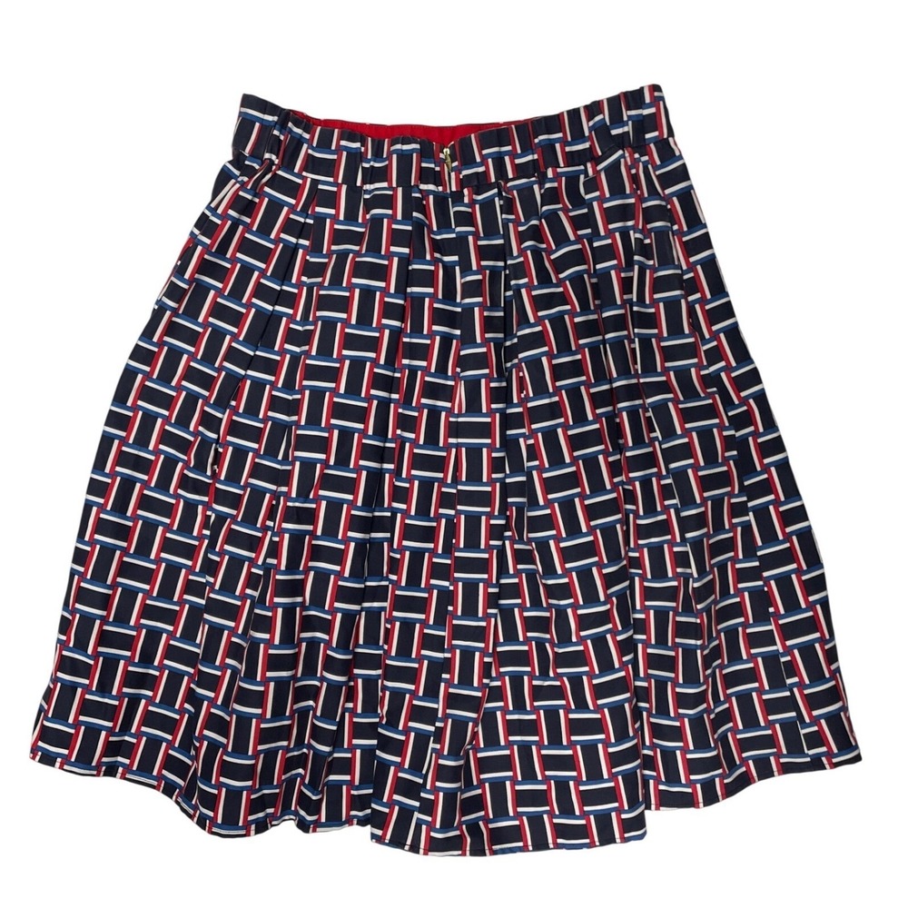 Draper James Elloqui Red White Blue Pleated Skirt Womens 12